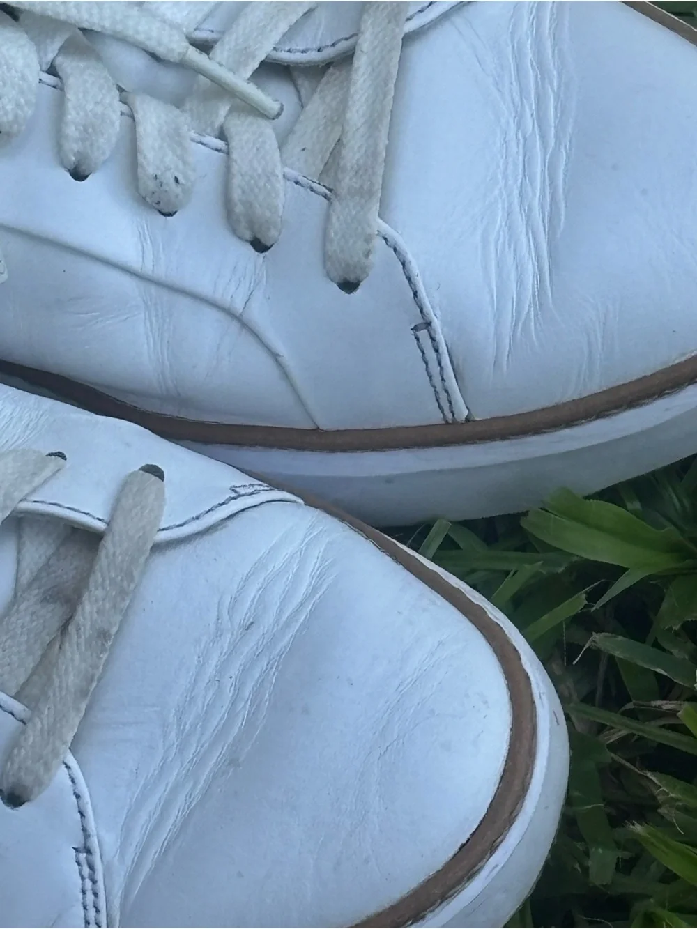 Cole Haan White Leather Men’s Sneakers with Black Collar